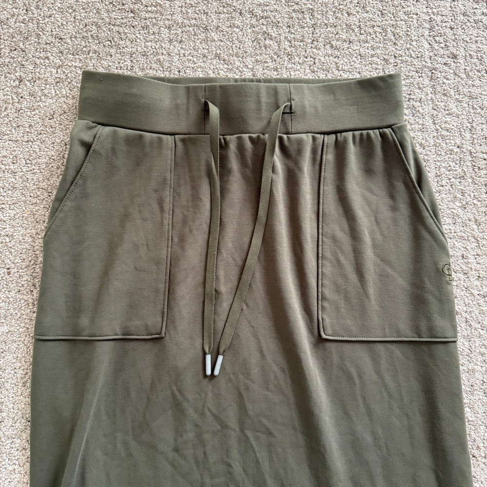 Cozy Earth Brushed Bamboo‎ XS Olive Green Midi Skirt Drawstring Comfy Athleisure - Picture 2 of 9